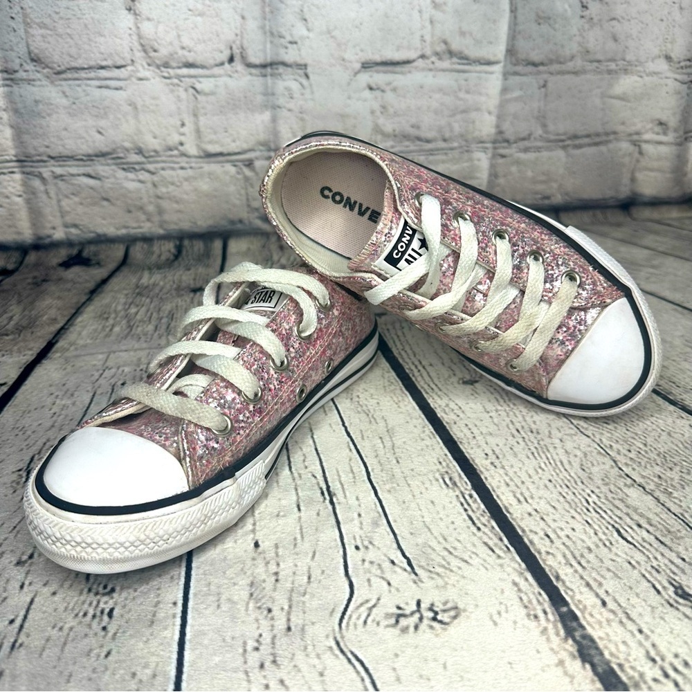 Converse All Star Pink Glitter Sparkle Girls 13 Chuck Taylor Sneakers Low Top